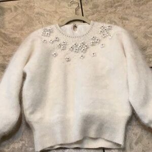 Vintage White bling Angora Sweater /top